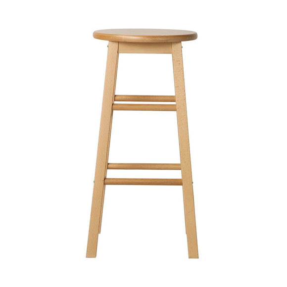 Artiss 2x Bar Stools Round Chairs Wooden Nature - RnR Galore