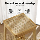Artiss 2x Bar Stools Rubber Wood Stool Counter Chair Rattan Barstools Kitchen - RnR Galore