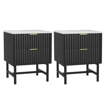 Artiss 2x Bedside Table 2 Drawers - Black - RnR Galore