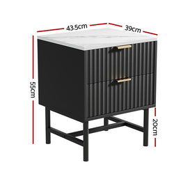 Artiss 2x Bedside Table 2 Drawers - Black - RnR Galore