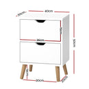 Artiss 2X Bedside Table 2 Drawers - BODEN White - RnR Galore