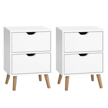 Artiss 2X Bedside Table 2 Drawers - BODEN White - RnR Galore