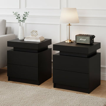 Artiss 2X Bedside Table 2 Drawers Lift - up Storage Black - RnR Galore