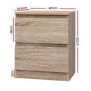 Artiss 2x Bedside Table 2 Drawers - PEPE Oak - RnR Galore