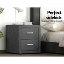 Artiss 2X Bedside Table 2 Drawers Side Table Fabric - CADEN Grey - RnR Galore