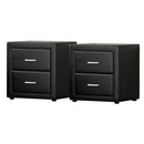 Artiss 2X Bedside Table 2 Drawers Side Table Leather - CADEN Black - RnR Galore