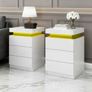 Artiss 2X Bedside Table LED 3 Drawers - COLEY White - RnR Galore