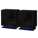 Artiss 2x Bedside Table LED 3 Drawers - MORI Black - RnR Galore