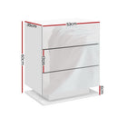 Artiss 2x Bedside Table LED 3 Drawers - MORI White - RnR Galore
