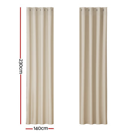 Artiss 2X Blockout Curtains Eyelet 140x230cm Beige - RnR Galore