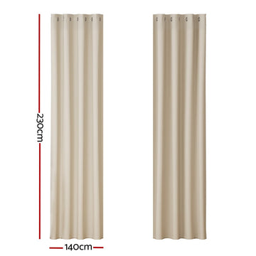 Artiss 2X Blockout Curtains Eyelet 140x230cm Beige - RnR Galore