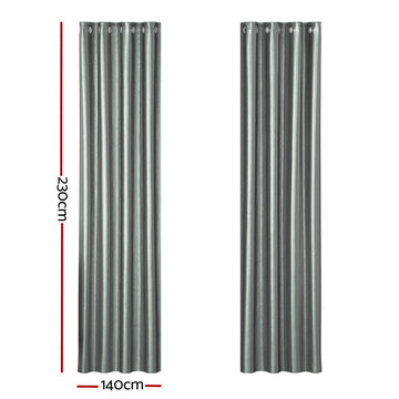 Artiss 2X Blockout Curtains Eyelet 140x230cm Grey Shine - RnR Galore