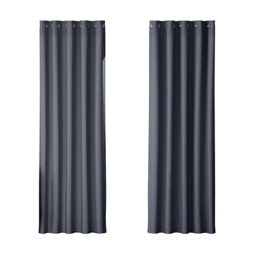 Artiss 2X Blockout Curtains Eyelet 180x213cm Charcoal - RnR Galore