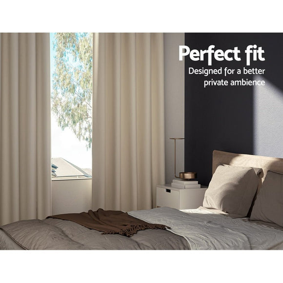 Artiss 2X Blockout Curtains Eyelet 240x230cm Beige - RnR Galore
