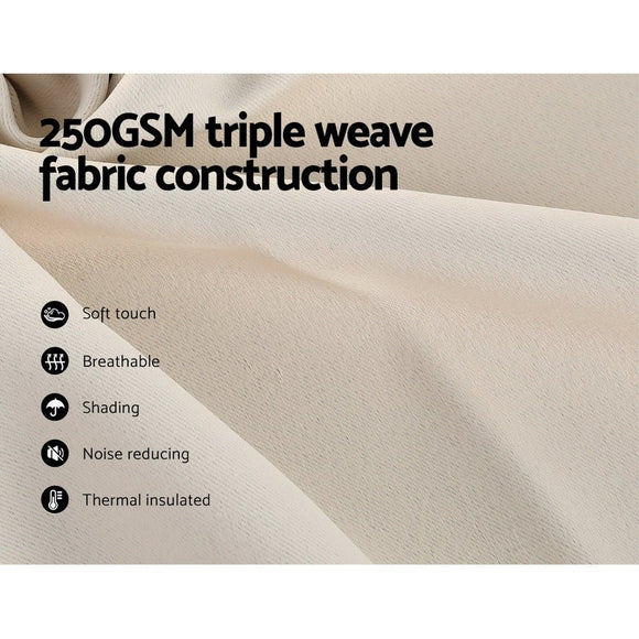 Artiss 2X Blockout Curtains Eyelet 240x230cm Beige - RnR Galore