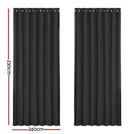 Artiss 2X Blockout Curtains Eyelet 240x230cm Black - RnR Galore