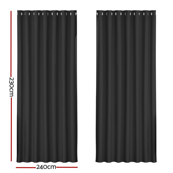 Artiss 2X Blockout Curtains Eyelet 240x230cm Black - RnR Galore