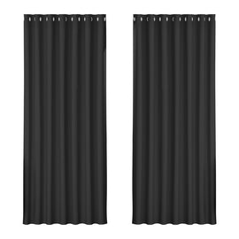 Artiss 2X Blockout Curtains Eyelet 240x230cm Black - RnR Galore