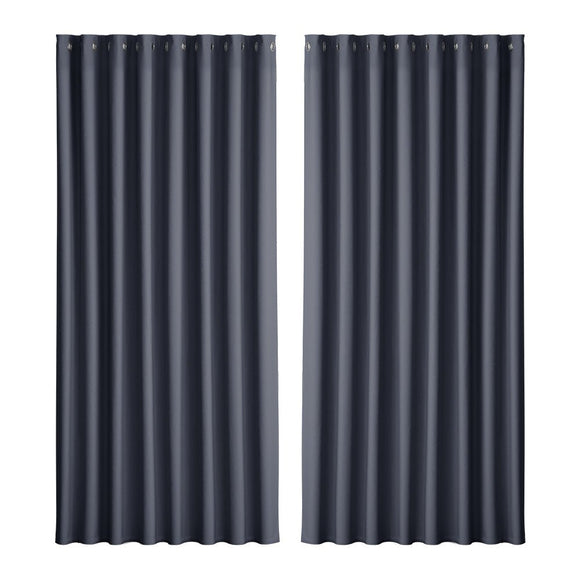 Artiss 2X Blockout Curtains Eyelet 300x230cm Charcoal - RnR Galore