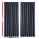 Artiss 2X Blockout Curtains Eyelet 300x230cm Charcoal - RnR Galore
