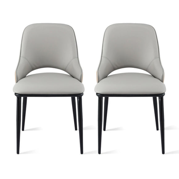 Artiss 2x Dining Chairs Hollow PU Leather Kitchen Lounge Cafe Accent Chair Grey - RnR Galore
