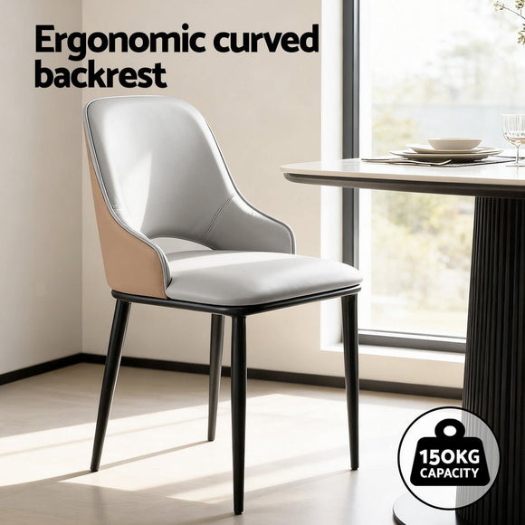 Artiss 2x Dining Chairs Hollow PU Leather Kitchen Lounge Cafe Accent Chair Grey - RnR Galore