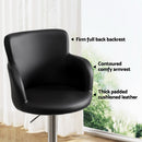 Artiss 2x Leather Bar Stools Swivel Adjustable Gas Lift PU Counter Chairs Black - RnR Galore