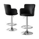 Artiss 2x Leather Bar Stools Swivel Adjustable Gas Lift PU Counter Chairs Black - RnR Galore