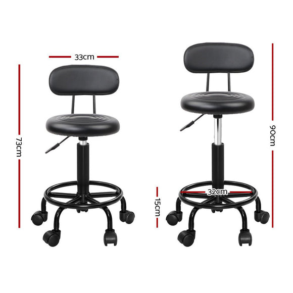 Artiss 2x Salon Stool Swivel Chair Backrest - RnR Galore