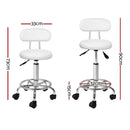 Artiss 2x Salon Stool Swivel Chair Backrest White - RnR Galore