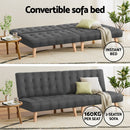 Artiss 2x Sofa Bed Couch Single Seater Fabric Grey - RnR Galore