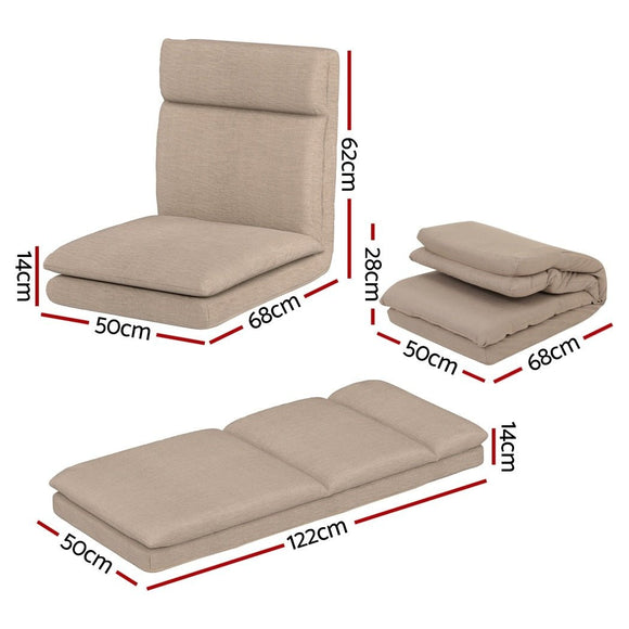 Artiss 2XFloor Chair Sofa Linen Beige - RnR Galore