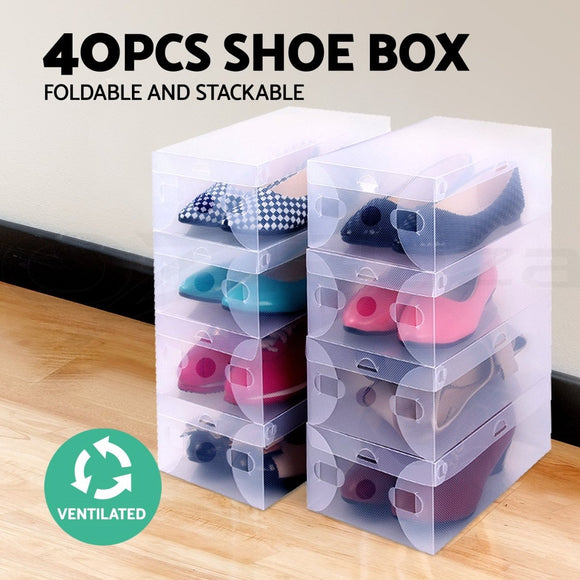 Artiss 40X Shoe Box Storage Clear Case Foldable Stackable - RnR Galore