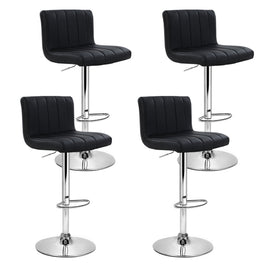 Artiss 4x Bar Stools Gas Lift Leather Black - RnR Galore