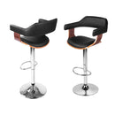 Artiss 4x Bar Stools Gas Lift Leather w/Armrest Black - RnR Galore