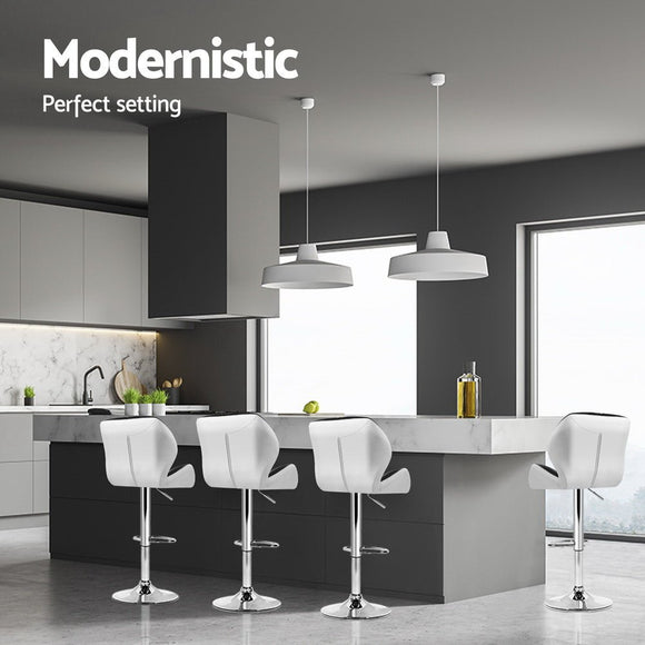 Artiss 4x Bar Stools Gas Lift Padded Leather Black & White - RnR Galore