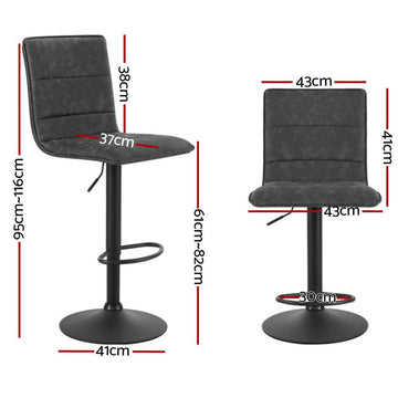 Artiss 4x Bar Stools Gas Lift Vintage Leather Grey - RnR Galore
