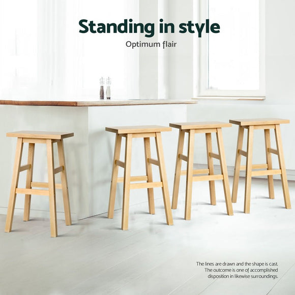 Artiss 4x Bar Stools Kitchen Chairs Wooden Nature - RnR Galore