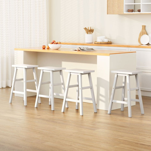 Artiss 4x Bar Stools Kitchen Chairs Wooden White - RnR Galore