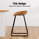 Artiss 4x Bar Stools Kitchen Dining Chairs Counter Stool PU Leather Metal Brown - RnR Galore