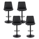 Artiss 4x Bar Stools Kitchen Swivel Gas Lift Counter Chair Diamond Leather Black - RnR Galore