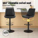 Artiss 4x Bar Stools Kitchen Swivel Gas Lift Counter Chair Diamond Leather Black - RnR Galore