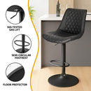 Artiss 4x Bar Stools Kitchen Swivel Gas Lift Counter Chair Diamond Leather Black - RnR Galore