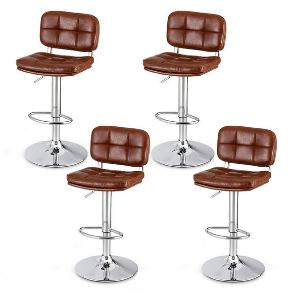 Artiss 4x Bar Stools Kitchen Swivel Gas Lift Counter Chair Tuft PU Leather Brown - RnR Galore