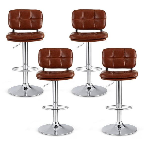 Artiss 4x Bar Stools Kitchen Swivel Gas Lift Counter Chair Tuft PU Leather Brown - RnR Galore