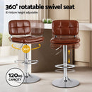 Artiss 4x Bar Stools Kitchen Swivel Gas Lift Counter Chair Tuft PU Leather Brown - RnR Galore