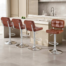 Artiss 4x Bar Stools Kitchen Swivel Gas Lift Counter Chair Tuft PU Leather Brown - RnR Galore