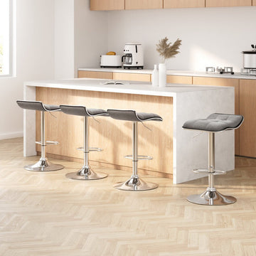 Artiss 4x Bar Stools Linen Padded Gas Lift - RnR Galore