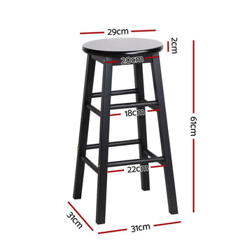 Artiss 4x Bar Stools Round Chairs Wooden Black - RnR Galore
