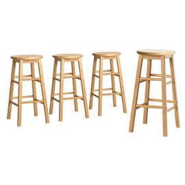 Artiss 4x Bar Stools Round Chairs Wooden Nature - RnR Galore